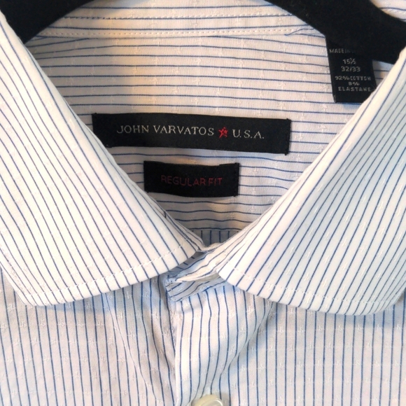 John Varvatos dress shirt, regular fit, 32/33, 15.5, white, blue stripes - Picture 2 of 6